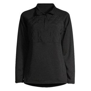 AVIA women LARGE size 12-14 BLACK quilted 1/4 Zip Athletic Running Pullover EUC
